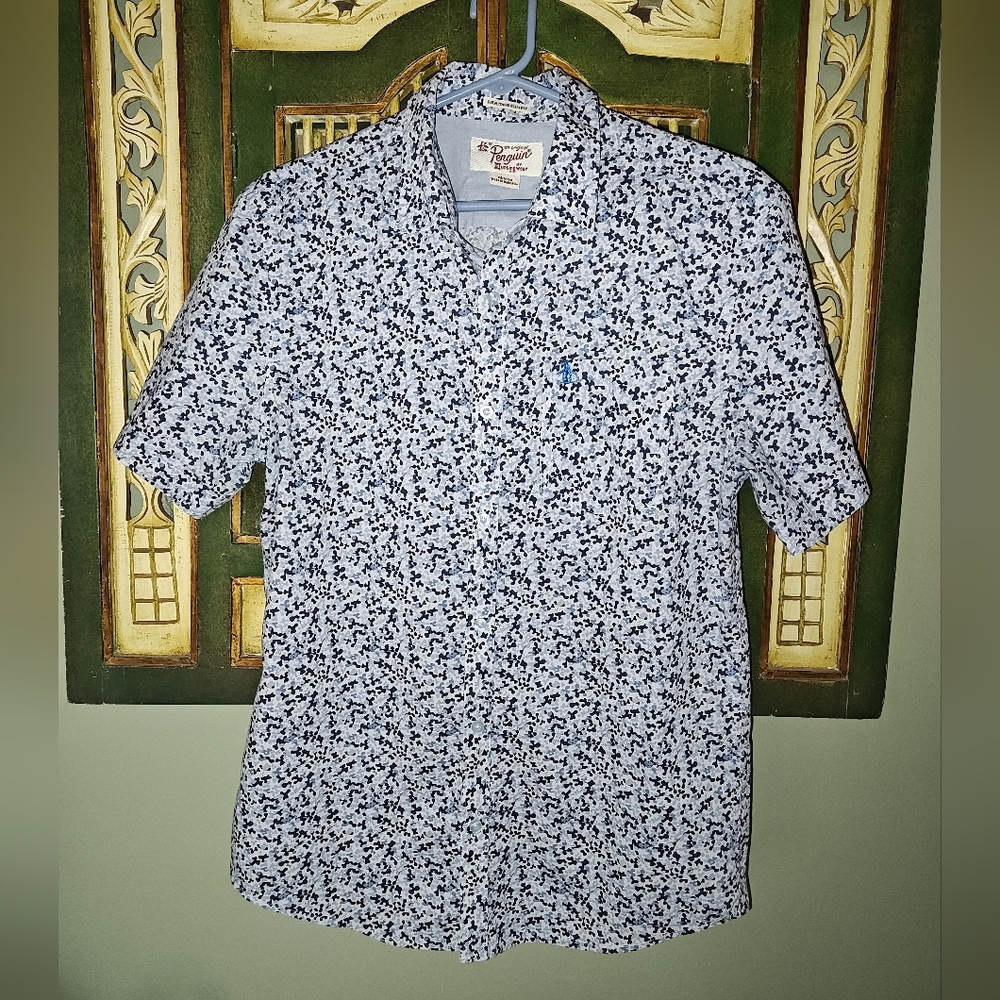 Original Penguin Heritage Slim Fit Button Down In Blues Size M